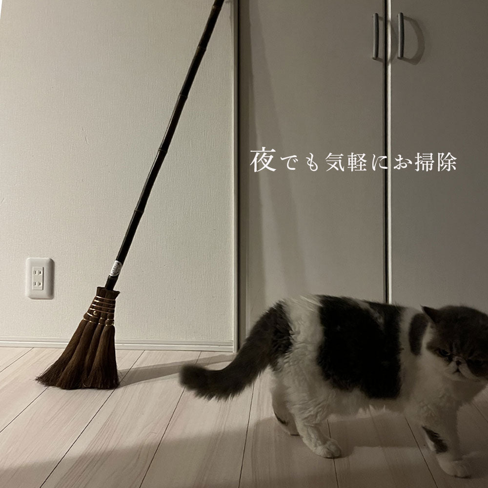 山本勝之助商店 棕櫚4玉長柄ほうき 皮巻きタイプ