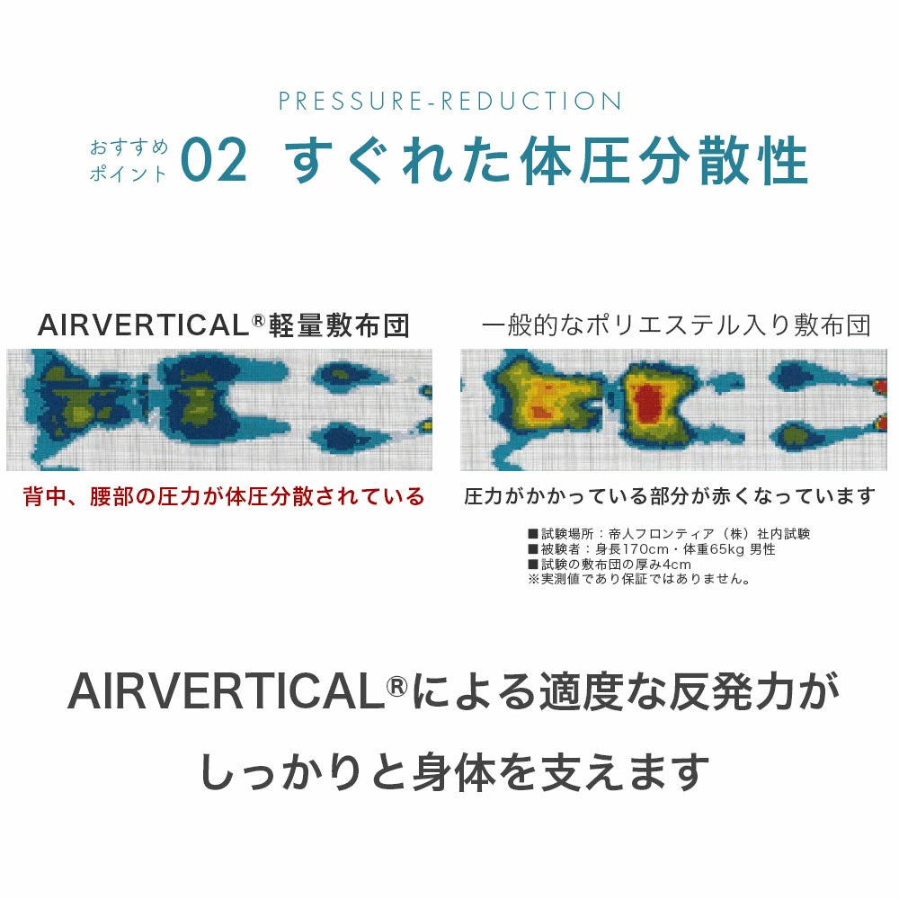 テイジン エアーバーティカル AIRVERTICAL 軽量敷布団 シングルサイズ